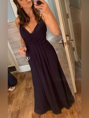 Bari Jay Black Spaghetti-Strap Chiffon Maxi Dress